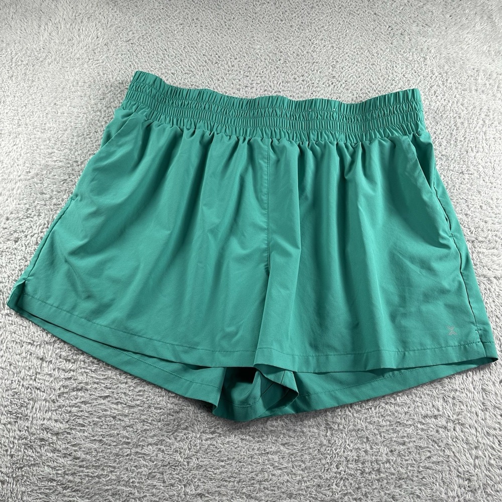 Xersion Athletic Shorts Womens 1x Teal Green Elastic Waist Lightweight Workout
